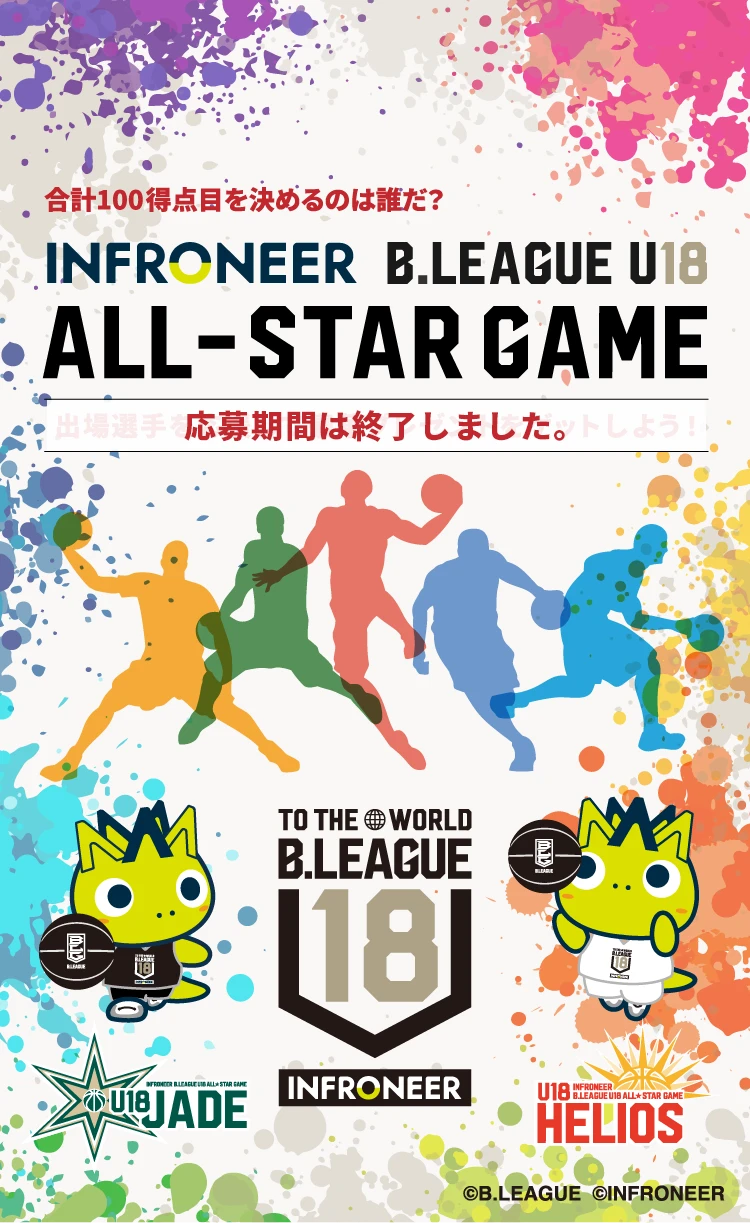 合計100得点目を決めるのは誰だ?『インフロニア B.LEAGUE U18 ALL-STAR GAME』出場選手を応援して豪華プレゼントをゲットしよう! ※応募期間は終了しました